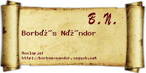 Borbás Nándor névjegykártya